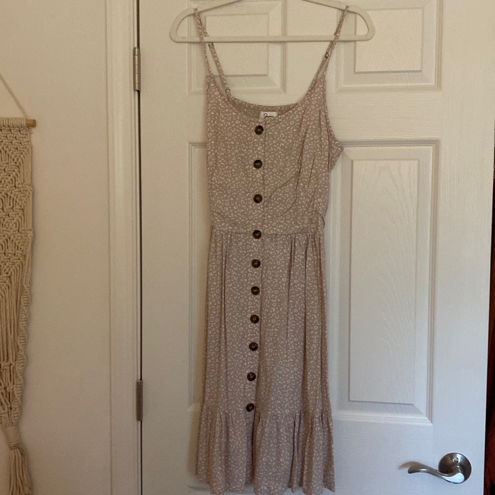 Tan Button Up Leopard Print Sundress
